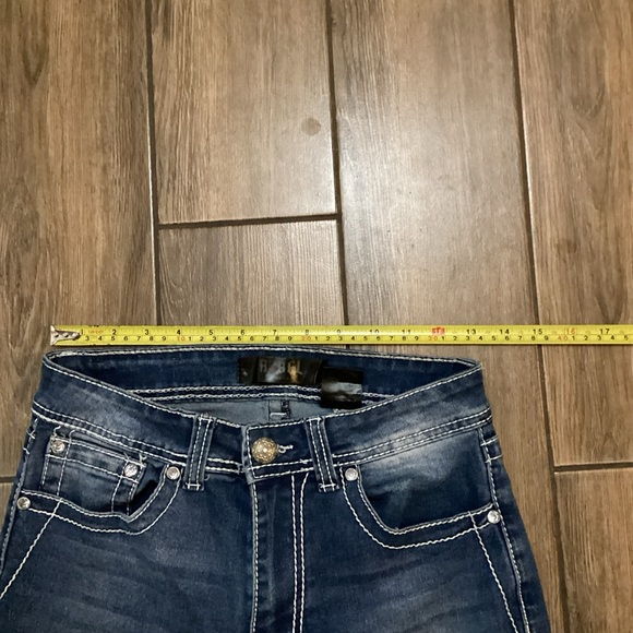 R3bel Jeans Woman’s 7/26Bootcut Denim Emblellished Stones Distressed - Picture 6 of 7